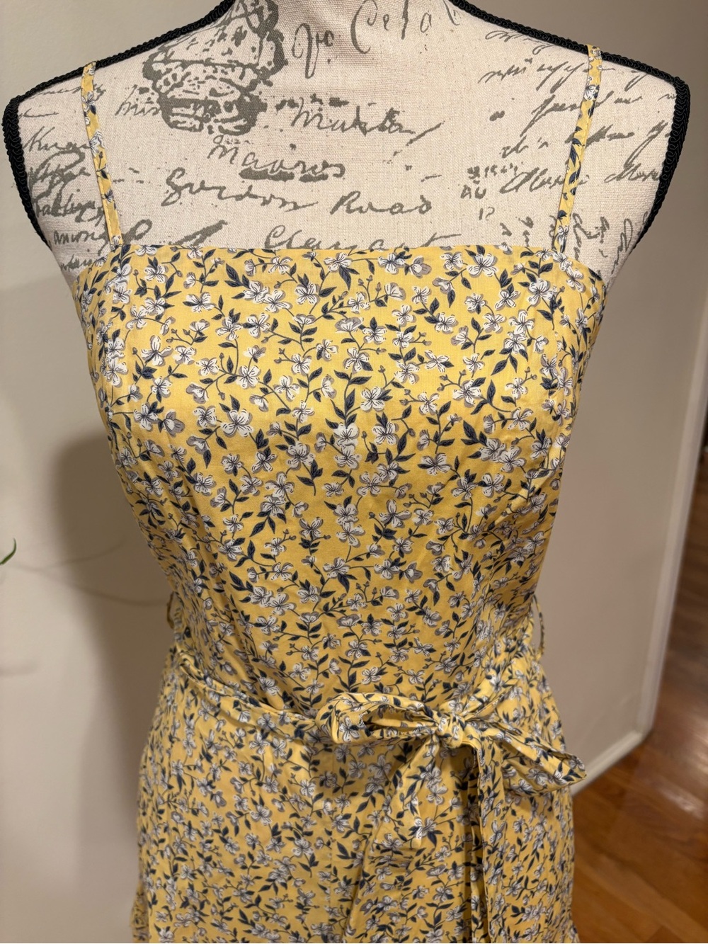 She + Sky Yellow Floral Mini Dress with Tie Waist